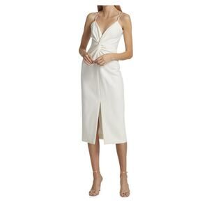 Cinq a Sept Dress Womens 4 Ivory White Melby Twist Front Midi Strappy Back